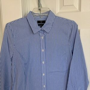J Crew blue white stripe shirt